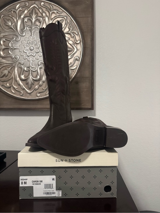 Sun + Stone Shoes - Sun + Stone Dark Brown Knee-High Western Riding Boots